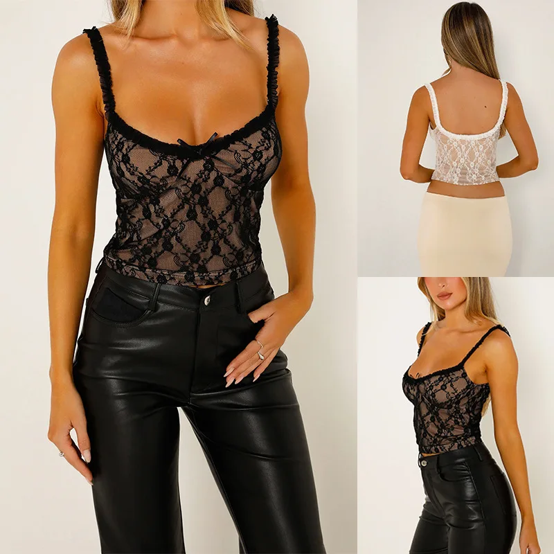 Women Y2K Sleeveless Strap Tops V Neck Summer Lace Mesh See Through Tank Slim Fit Mini Vest Streetwear 2024 New
Women Y2K Sleeveless Strap Tops V Neck Summer Lace Mesh See Through Tank Slim Fit Mini Vest Streetwear 2024 New
