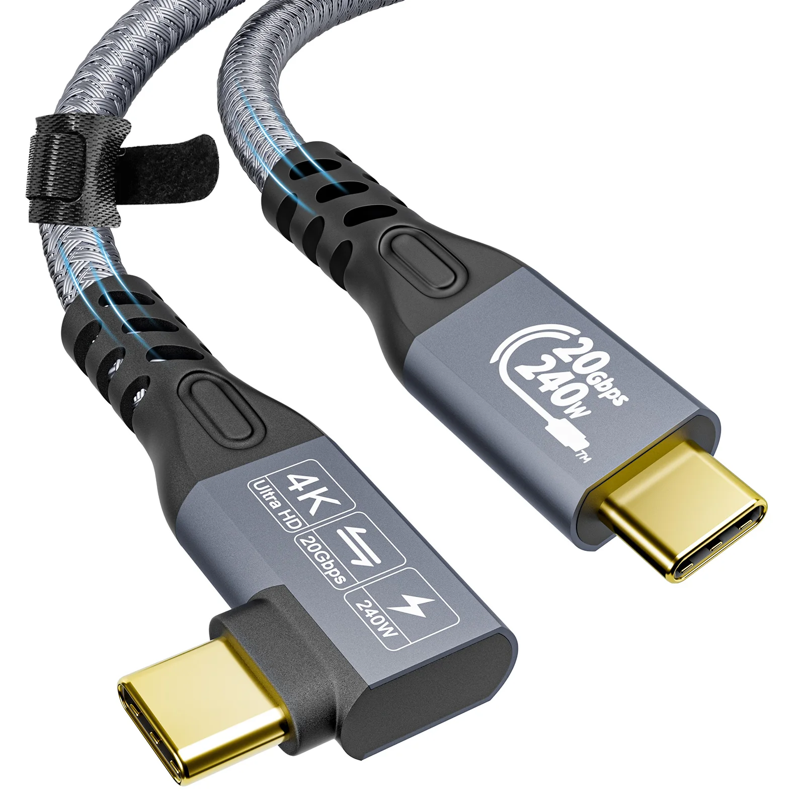 USB C Cable 3.2 Gen 2, 90Degree Type C 4K@60Hz UHD Video 240W PD3.1 Fast Charge Cord with E-Marker Compatible with Thunderbolt 
USB C Cable 3.2 Gen 2, 90Degree Type C 4K@60Hz UHD Video 240W PD3.1 Fast Charge Cord with E-Marker Compatible with Thunderbolt