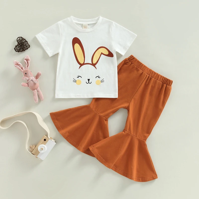Easter Day Outfits for Kids Girls Clothes Set 2Pcs Bunny Print Short Sleeve T-Shirts and Elastic Waist Flare Pants Summer Suit
Easter Day Outfits for Kids Girls Clothes Set 2Pcs Bunny Print Short Sleeve T-Shirts and Elastic Waist Flare Pants Summer Suit