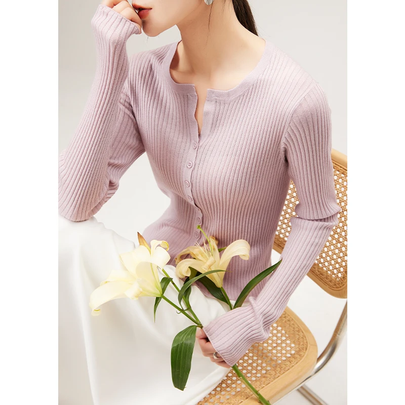 Spring Long Sleeve Soft Mercerized Wool Cardigans Women Round Neck Slim Single Breasted Short Solid Color Basic Tops 32% Wool
Spring Long Sleeve Soft Mercerized Wool Cardigans Women Round Neck Slim Single Breasted Short Solid Color Basic Tops 32% Wool