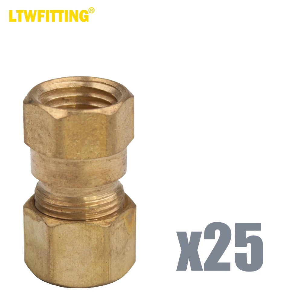 

LTWFITTING Brass 3/8-Inch OD x 1/4-Inch Female NPT Compression Connector Fitting(Pack of 25)