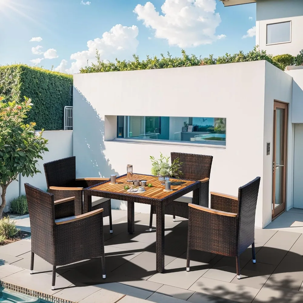 Outdoor Tables and Chairs Set, Wicker Patio Conversation Set with Wood Table Top, Outdoor Table and Chairs with Soft Cushions
Outdoor Tables and Chairs Set, Wicker Patio Conversation Set with Wood Table Top, Outdoor Table and Chairs with Soft Cushions