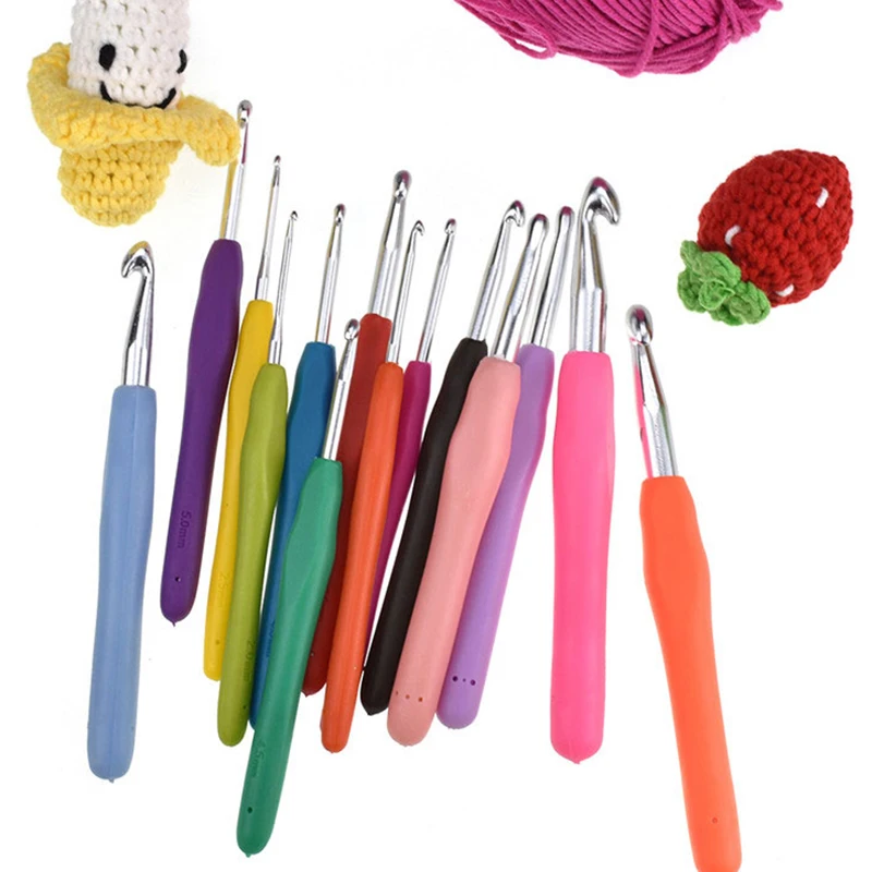 

DIY Weaving Crochet Hook Needles With Colorful Soft Rubber Grip Cushioned Handles Knitting Needles Craft Tools Accessories