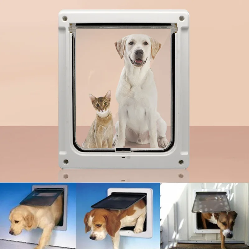 

Large Dog Cat Door Screen Lockable Puppy Safety Magnetic Flap Security Lock ABS Plastic Free Entry And Exit For Pets