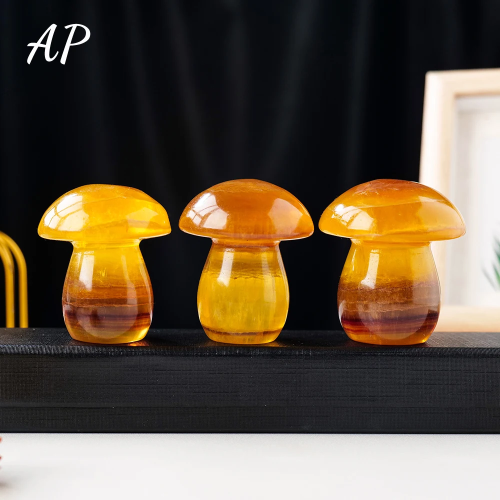 1PC Natural Crystal Yellow Fluorite Mushroom Figurine Stones Carved Crafts Healing Gemstone Home Decoration Gifts
1PC Natural Crystal Yellow Fluorite Mushroom Figurine Stones Carved Crafts Healing Gemstone Home Decoration Gifts
