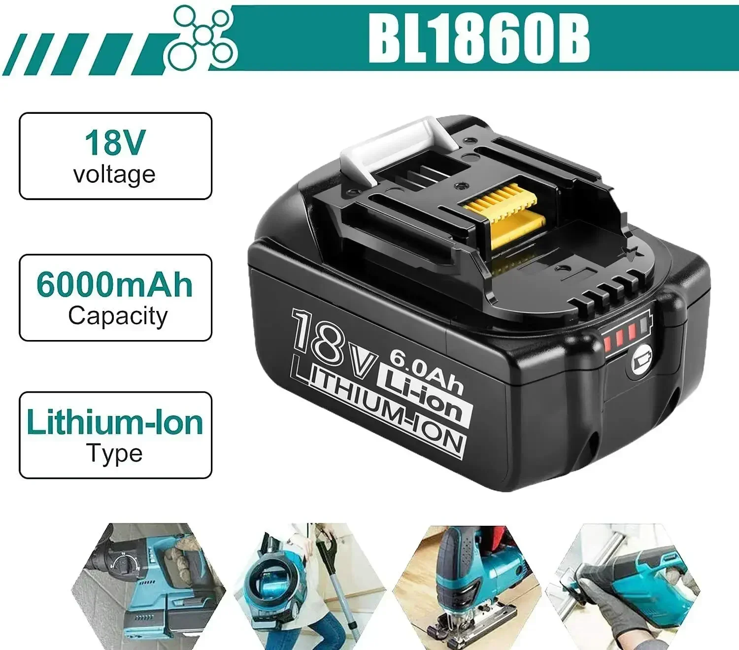 Batterie De Remplacement, Lithium-ion, 18V, 6000MAH, Rechargeable Pour MAKITA BL1860B BL1880 BL1830 BL1850 BL1860B+Free Shipping
Batterie De Remplacement, Lithium-ion, 18V, 6000MAH, Rechargeable Pour MAKITA BL1860B BL1880 BL1830 BL1850 BL1860B+Free Shipping