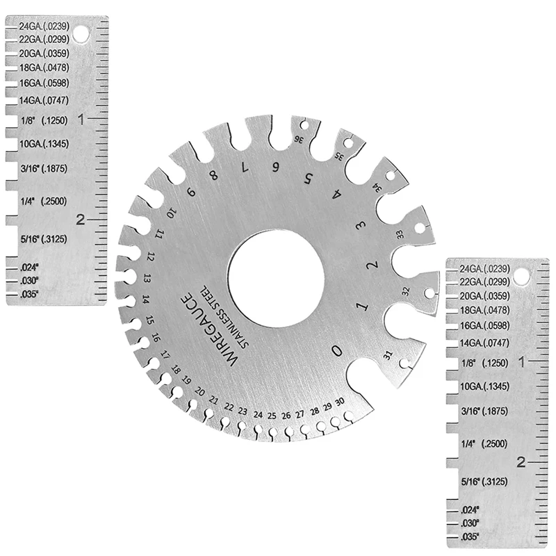 3Piece Thickness Gauge Round Double-Sided Metal Wire Gauge Cable Wire Welding Material Measuring Tool Stainless Steel
3Piece Thickness Gauge Round Double-Sided Metal Wire Gauge Cable Wire Welding Material Measuring Tool Stainless Steel