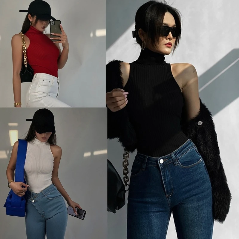 Womens Turtleneck Top Solid Color Sleeveless Ribbed Bodycon Sweater Vest Dropship
Womens Turtleneck Top Solid Color Sleeveless Ribbed Bodycon Sweater Vest Dropship