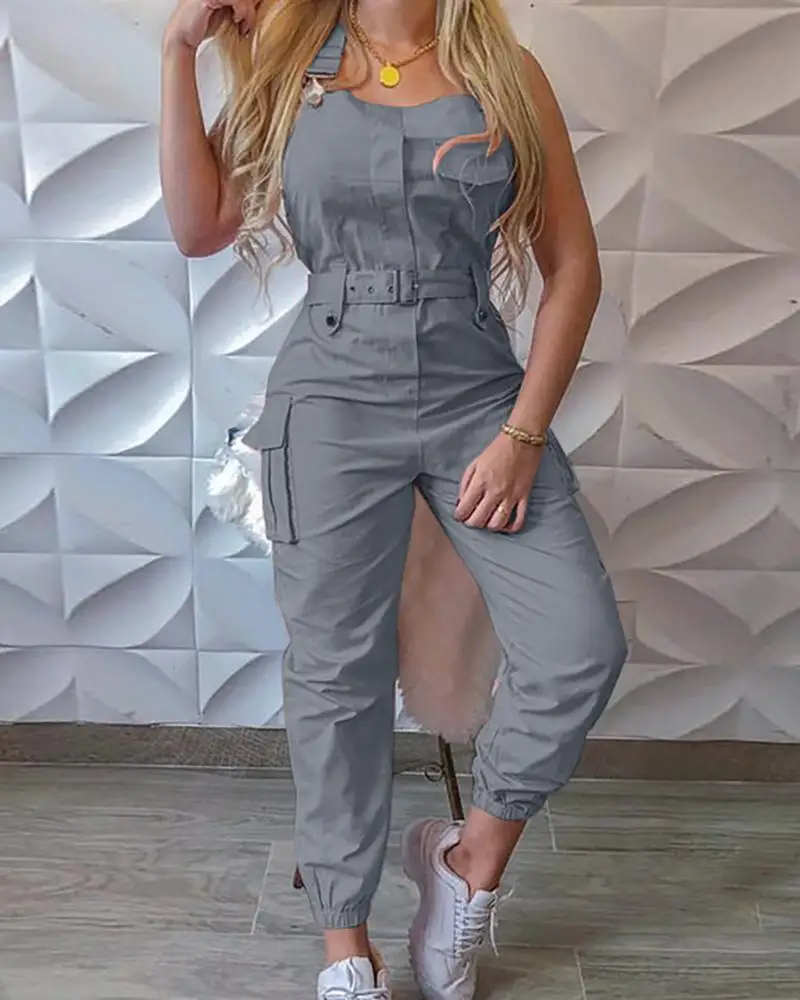 Sexy Sleevess Strap Jumpsuit Female Summer Solid Casual Work Out Playsuits Women Pocket Cargo Pants Long Rompers Loose Dungarees
Sexy Sleevess Strap Jumpsuit Female Summer Solid Casual Work Out Playsuits Women Pocket Cargo Pants Long Rompers Loose Dungarees