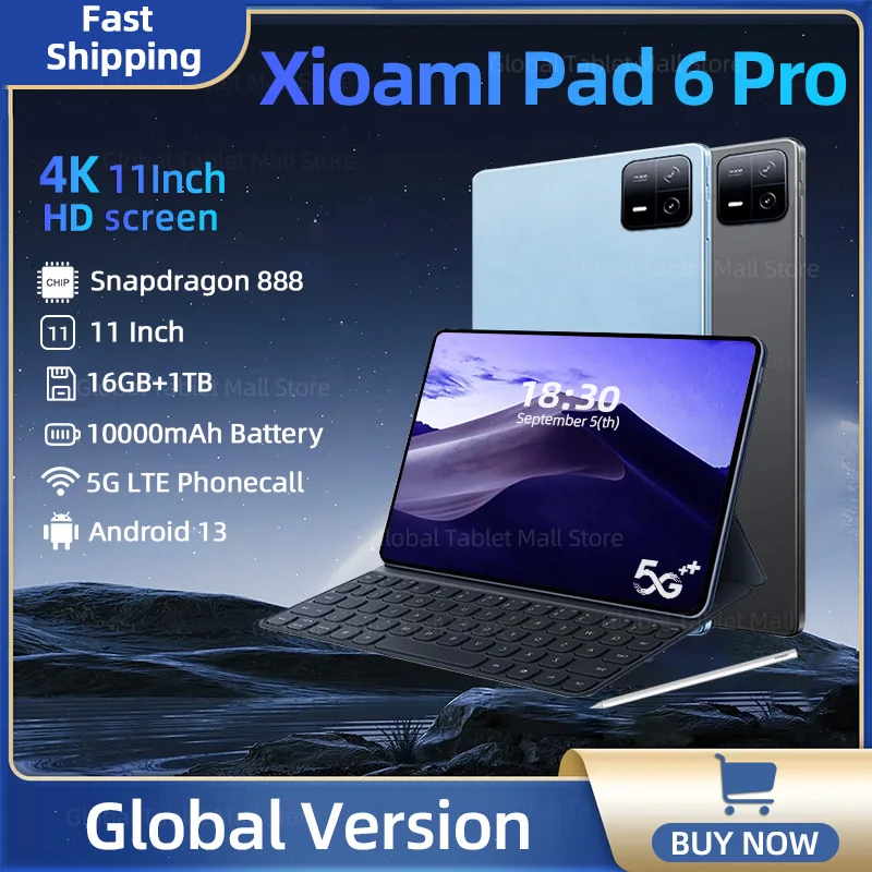 

Оригинальный планшет HD 4K Pad 6 Pro, 2024 дюймов, Android 13, 10000 мАч, Snapdragon 888, ОЗУ 16 ГБ, 512 ГБ, смартфон Mi Tab