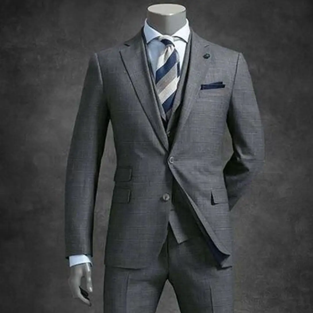 Business Office Grey Wedding Suits For Men Slim Fit Notched Lapel Groom Tuxedos 3 Pieces Sets Elegant Male Blazer Costume Homme
Business Office Grey Wedding Suits For Men Slim Fit Notched Lapel Groom Tuxedos 3 Pieces Sets Elegant Male Blazer Costume Homme
