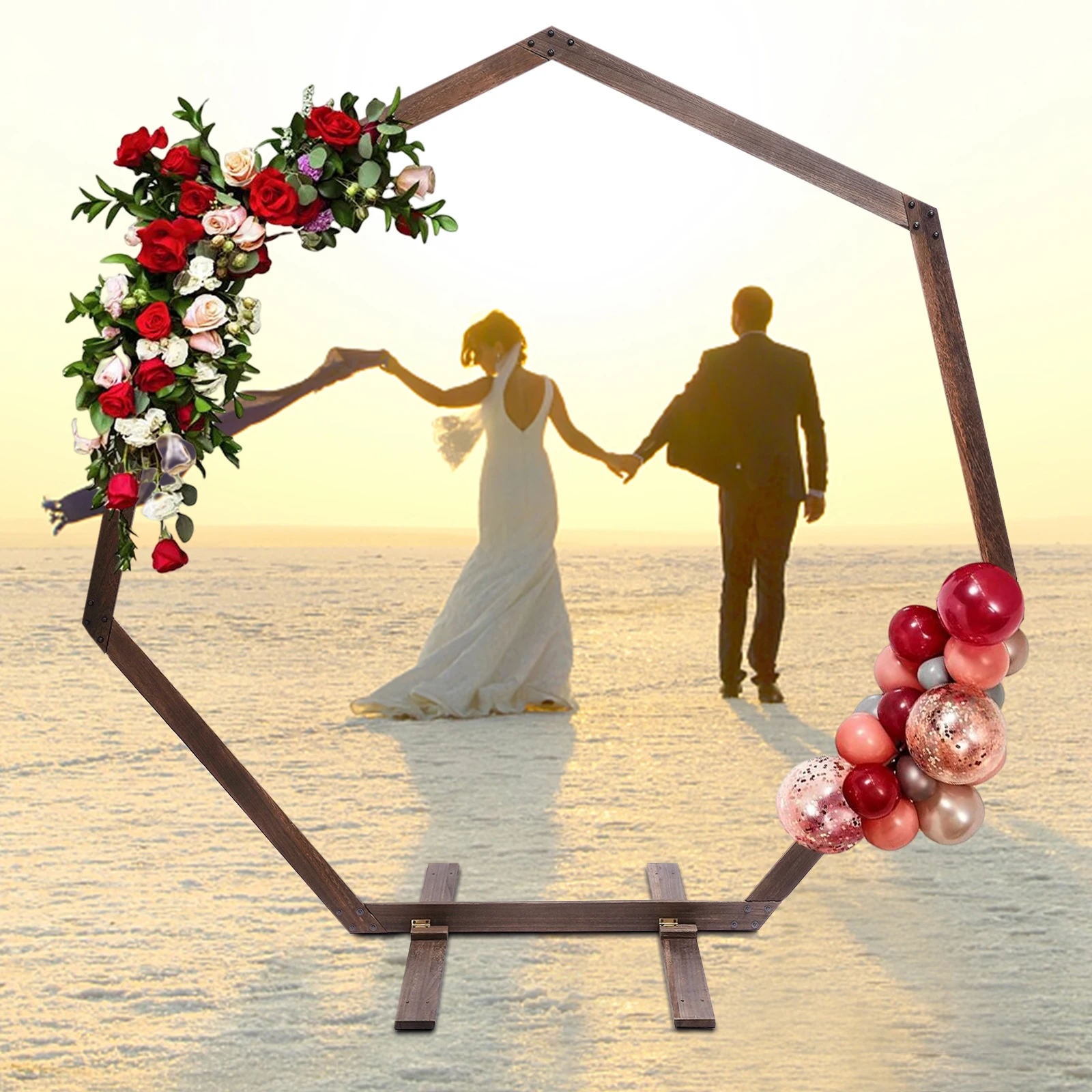 Wedding Decoration Stand 7.2Ft Heptagonal Wooden Arch Bracket Decorative Frame For Wedding Party Backgrounds
Wedding Decoration Stand 7.2Ft Heptagonal Wooden Arch Bracket Decorative Frame For Wedding Party Backgrounds