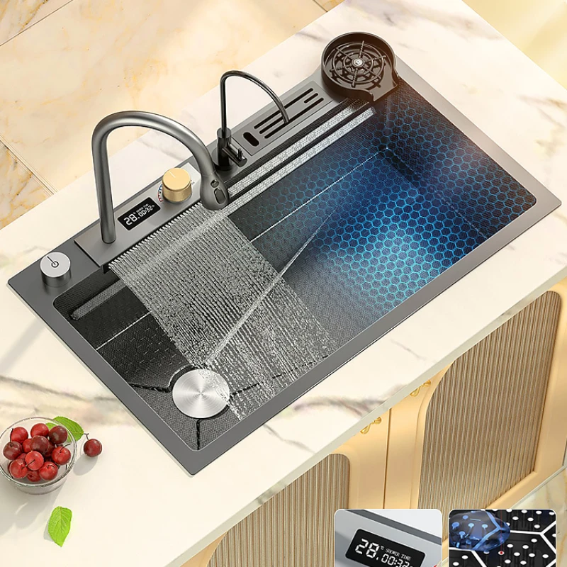 Feiyu Waterfall Sink Large Single Slot Nano 304 Stainless Steel Kitchen Embossed Thickened Digital Display Vegetable
Feiyu Waterfall Sink Large Single Slot Nano 304 Stainless Steel Kitchen Embossed Thickened Digital Display Vegetable