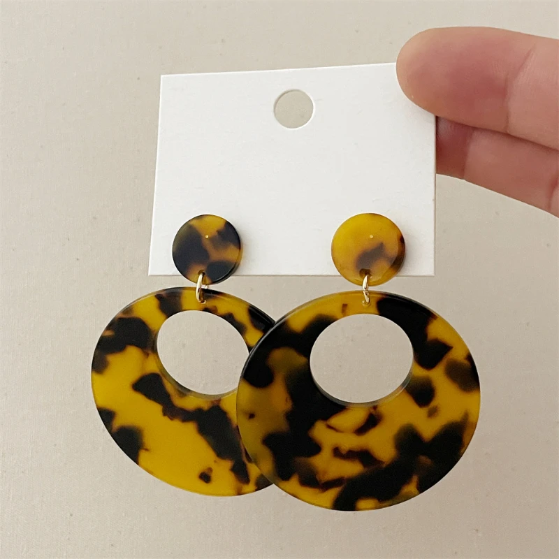 Bilandi-Boucles d'oreilles géométriques en résine de tempérament vintage pour femmes, accessoires d'oreille exagérés, bijoux fantaisie, cadeaux de fête 3