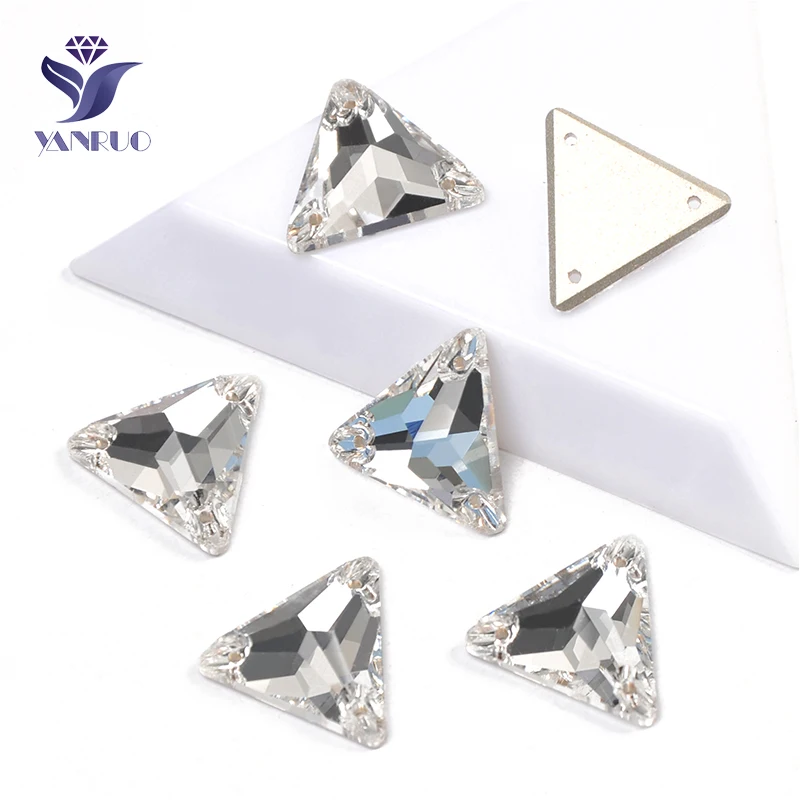 

YANRUO 3270 All Sizes Clear Sew On Glitter Strass Triangle Crystal Flatback Rhinestone For Dress Shoes