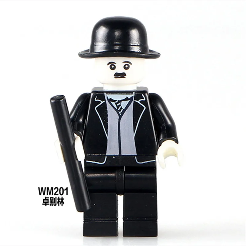 

2PCS 5cm cartoon film star Charles Chaplin Action Figure building blocks toy kids collection toy