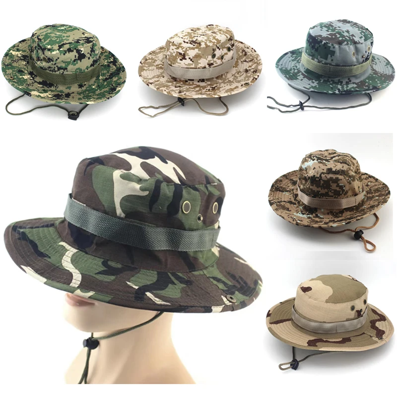 

Tactical Camouflage Cap Military Hat Army Caps Men Women Outdoor Sports Sun Boonie Bucket Fishing Hiking Hunting Climbing Hats