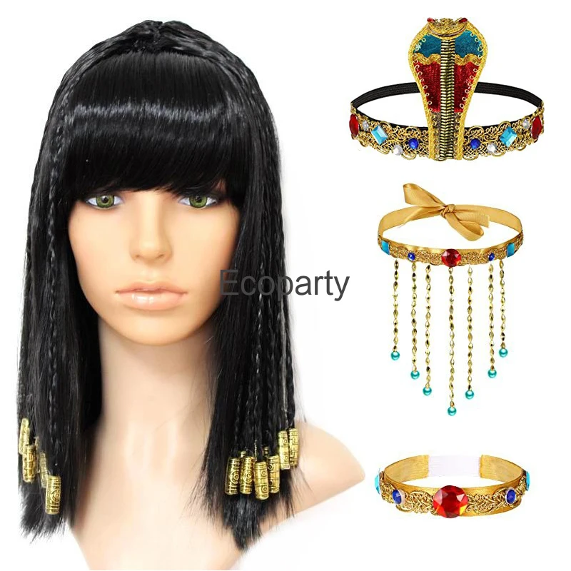 New Queens Of Egypt Black Wigs For Women Egyptian Cleopatra Cosplay Wig With Snake Headband Accessories Halloween Party Costumes
New Queens Of Egypt Black Wigs For Women Egyptian Cleopatra Cosplay Wig With Snake Headband Accessories Halloween Party Costumes