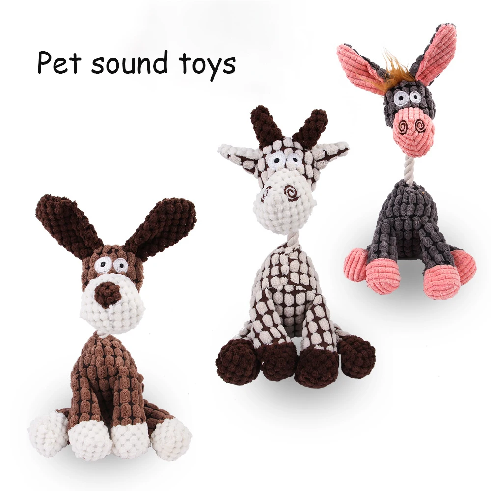

Fun Soundmaking Pet Plush Toy PP Cotton Donkey Shape Corduroy For Dogs Bitable Chew Cat Toys Molar Teeth Cleaning Puppy Toys