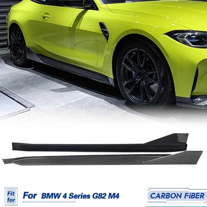

Car Side Skirts Body Kit Carbon Fiber For BMW 4 Series G82 M4 2021 2022 Side Door Bumper Skirts Extensions Apron Accessories