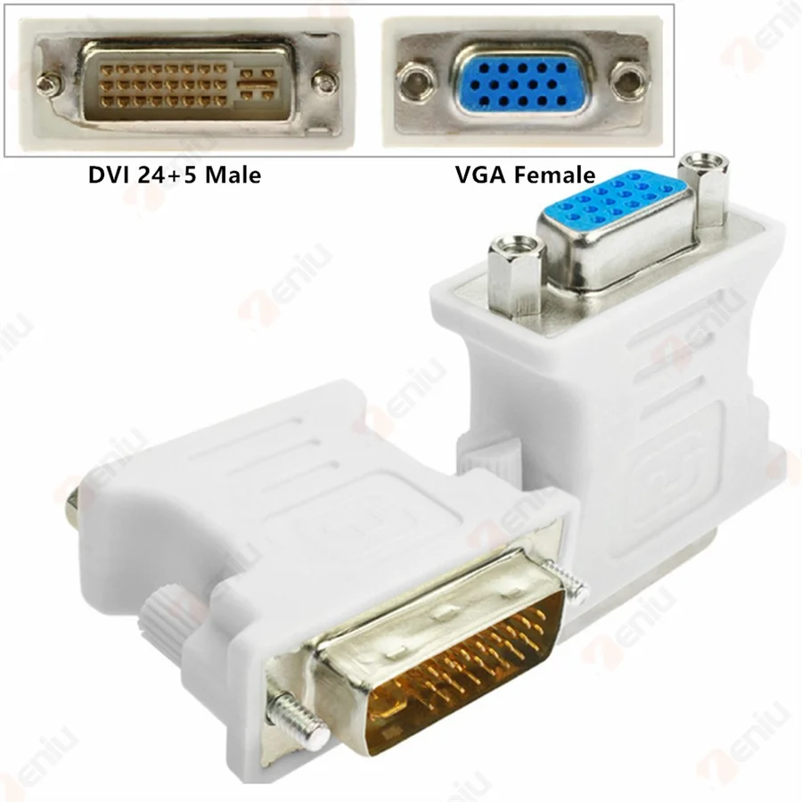 

100 Pcs/lot DVI-I 24+5 Pin DVI Male To VGA Female Video Converter Adapter For PC Laptop HDTV LCD DVD Computer Projector