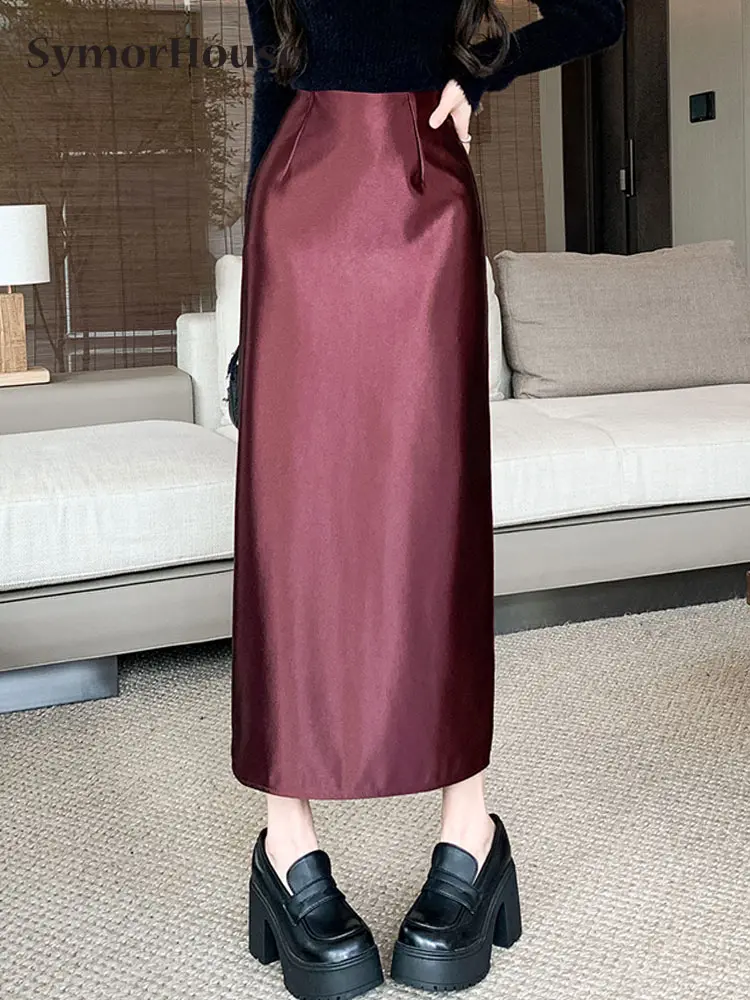 Spring Summer Autumn Elegant Bright Silky Satin Skirts For Women New Back Split Straight Skirts Casual A-line Long Skirts Female
Spring Summer Autumn Elegant Bright Silky Satin Skirts For Women New Back Split Straight Skirts Casual A-line Long Skirts Female