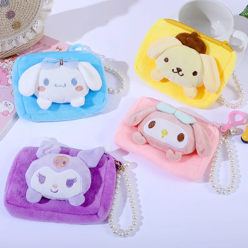 Kawaii Cute Sanrio Kuromi Mymelody Cinnamoroll Pompompurin Plush Small Wallet Handbag Pearl Lanyard Ins Christmas Gift For Girls
Kawaii Cute Sanrio Kuromi Mymelody Cinnamoroll Pompompurin Plush Small Wallet Handbag Pearl Lanyard Ins Christmas Gift For Girls