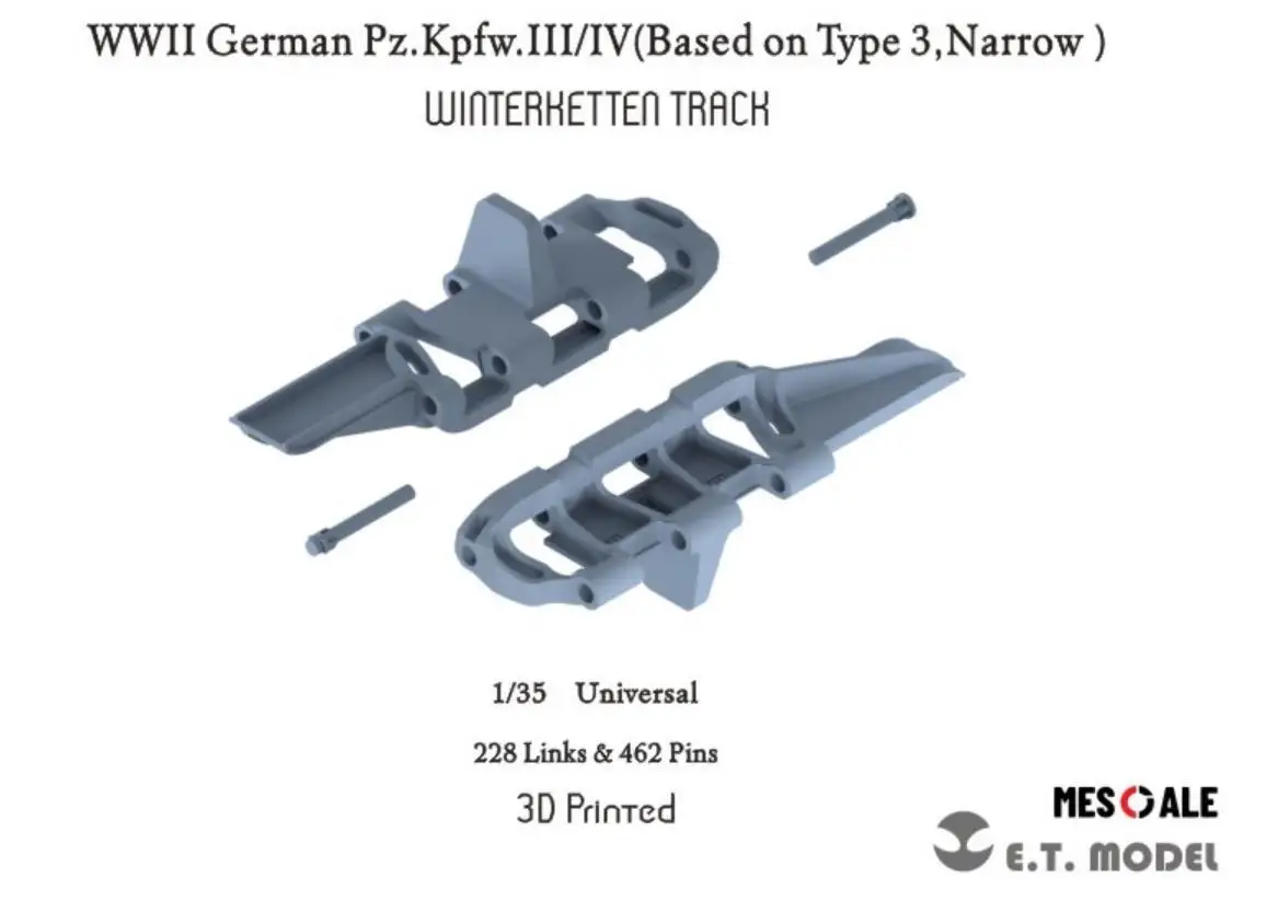 

ET MODEL P35-023 1/35 WWII German Pz.Kpfw.III/IV（Based on Type 3,Narrow）WinterKetten Track(3D Printed)