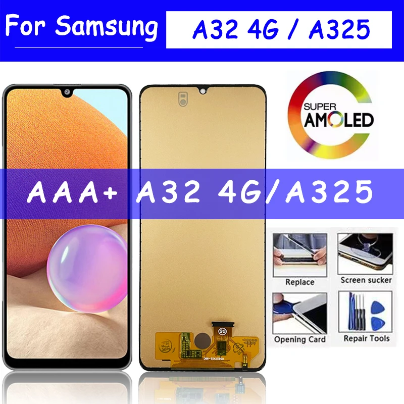 AAA + качество для Samsung Galaxy A32 4G LCD A325 A325F SM-A325F/DS ЖК-дисплей рамка сенсорный дигитайзер