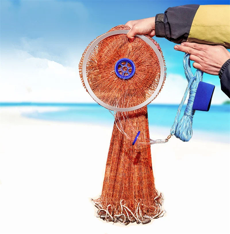 High Strength Small Mesh Casting Fishing Network American 240cm 300cm Diameter Hand Cast Net Fishing Tools (2)