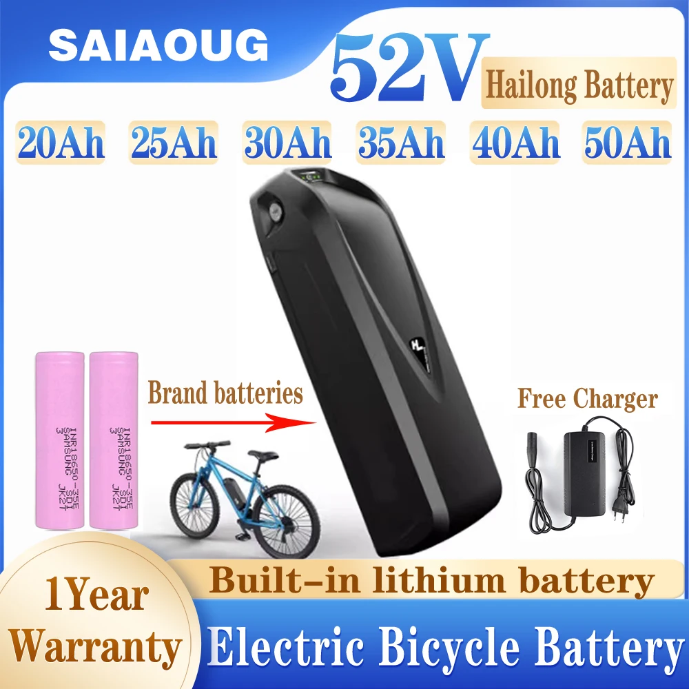 Ebike Battery Lithium Ion18650 52V 40Ah 48V 36V 20Ah Bafang Battery for 250W- 3000W Hailong Shell 30A BMSE Bike Electric Bicycle
Ebike Battery Lithium Ion18650 52V 40Ah 48V 36V 20Ah Bafang Battery for 250W- 3000W Hailong Shell 30A BMSE Bike Electric Bicycle