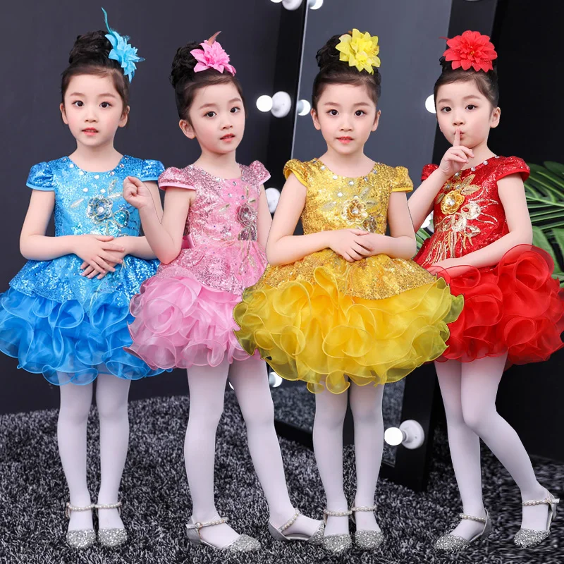 4 Colors Girl Princess dance wear Dress Ballroom Party Sequined Choir Performance clothes Thick Disorderly Yarn Dancing Outfits
4 Colors Girl Princess dance wear Dress Ballroom Party Sequined Choir Performance clothes Thick Disorderly Yarn Dancing Outfits