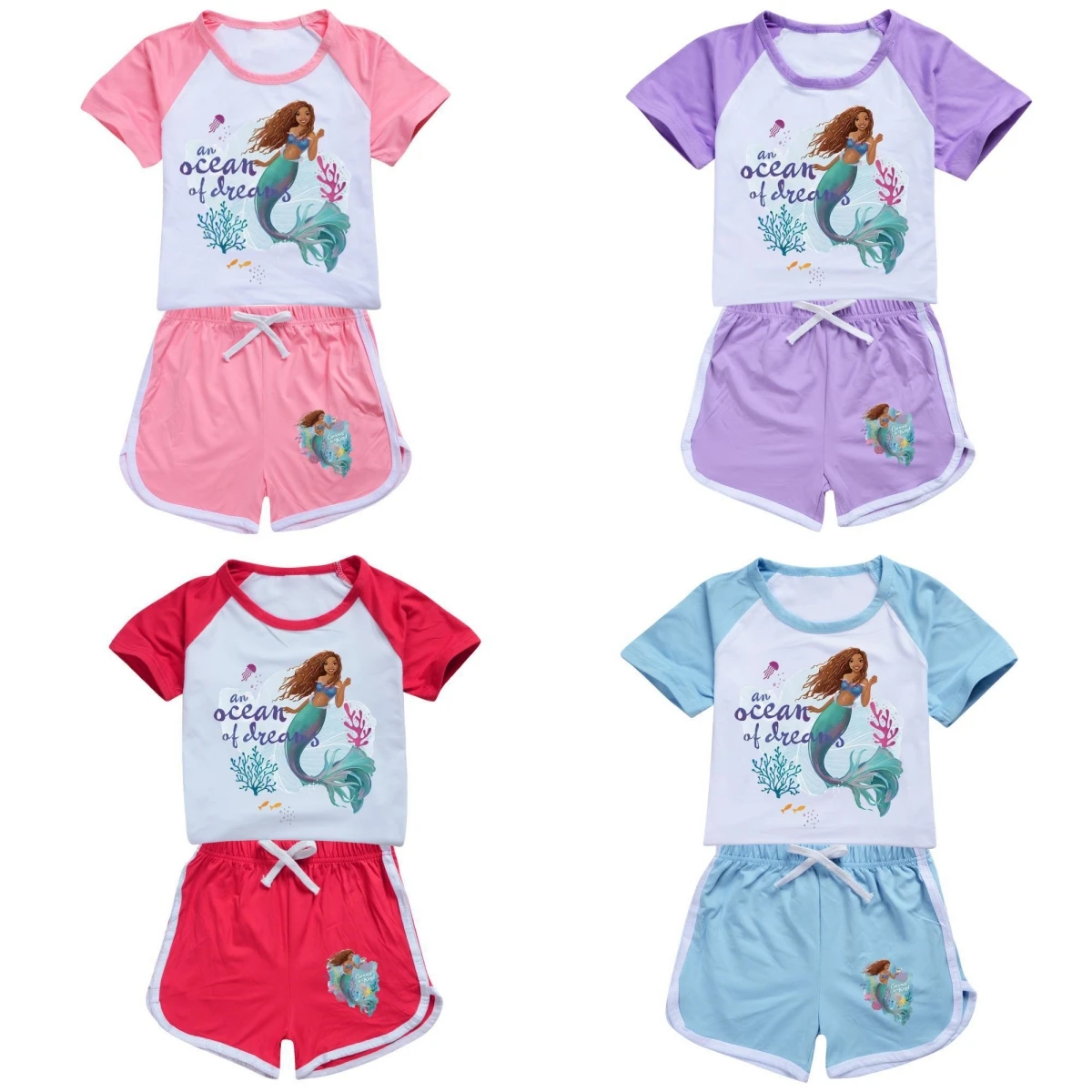 Disney Casual Baby Girls Mermaid Clothes Sets Summer ShortSleeve Tops Shorts Children Ariel Princess Clothing 2-14 Years Outfits
Disney Casual Baby Girls Mermaid Clothes Sets Summer ShortSleeve Tops Shorts Children Ariel Princess Clothing 2-14 Years Outfits