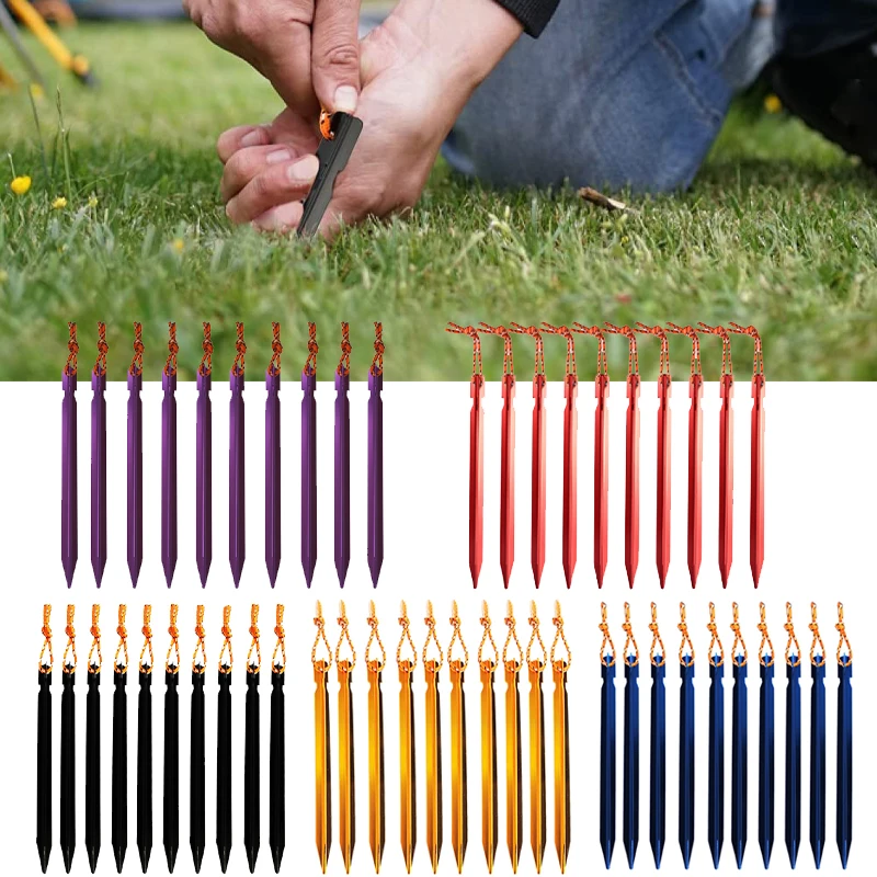 10pcs/set 18cm Aluminum Alloy Tent Pegs with Rope Stake Outdoor Tent Nail Peg Tent Accessories Camping Hiking Equipment
10pcs/set 18cm Aluminum Alloy Tent Pegs with Rope Stake Outdoor Tent Nail Peg Tent Accessories Camping Hiking Equipment