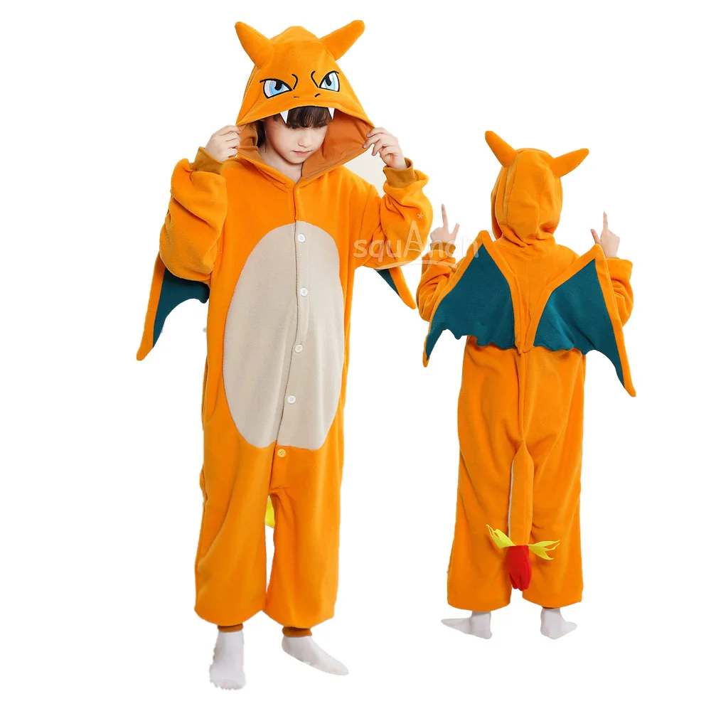 

Anime Dragon Onesies Boys Girls Halloween Costume Festival Party Cosplay Suit Kids Pajama Charizard Kigurumis Outfit