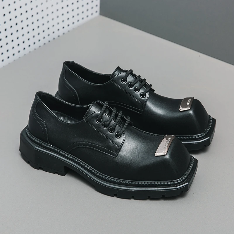 

Туфли дерби мужские кожаные, деловой стиль, квадратный носок, Классическая обувь, размеры 38-44, черные