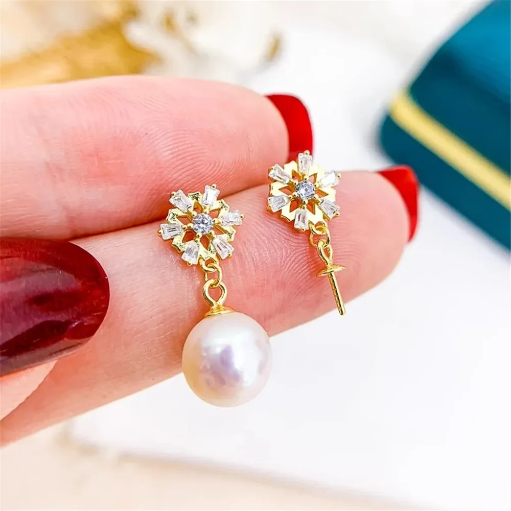 DIY Pearl Accessories S925 Pure Silver Ear Stud Empty Support Snowflake Silver Earring Support Fit 7-11mm Round E291
DIY Pearl Accessories S925 Pure Silver Ear Stud Empty Support Snowflake Silver Earring Support Fit 7-11mm Round E291