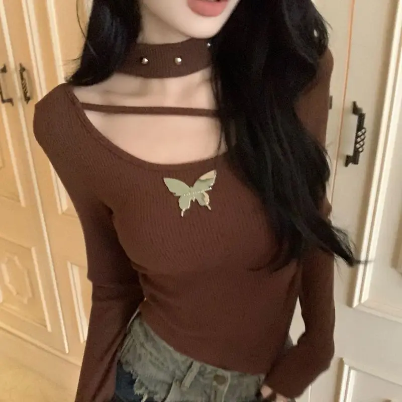 Deeptown Vintage Coquette Brown T-shirts Women Korean Style Sexy Irregular Long Sleeve Tees American Retro Hollow Out Corset Top
Deeptown Vintage Coquette Brown T-shirts Women Korean Style Sexy Irregular Long Sleeve Tees American Retro Hollow Out Corset Top
