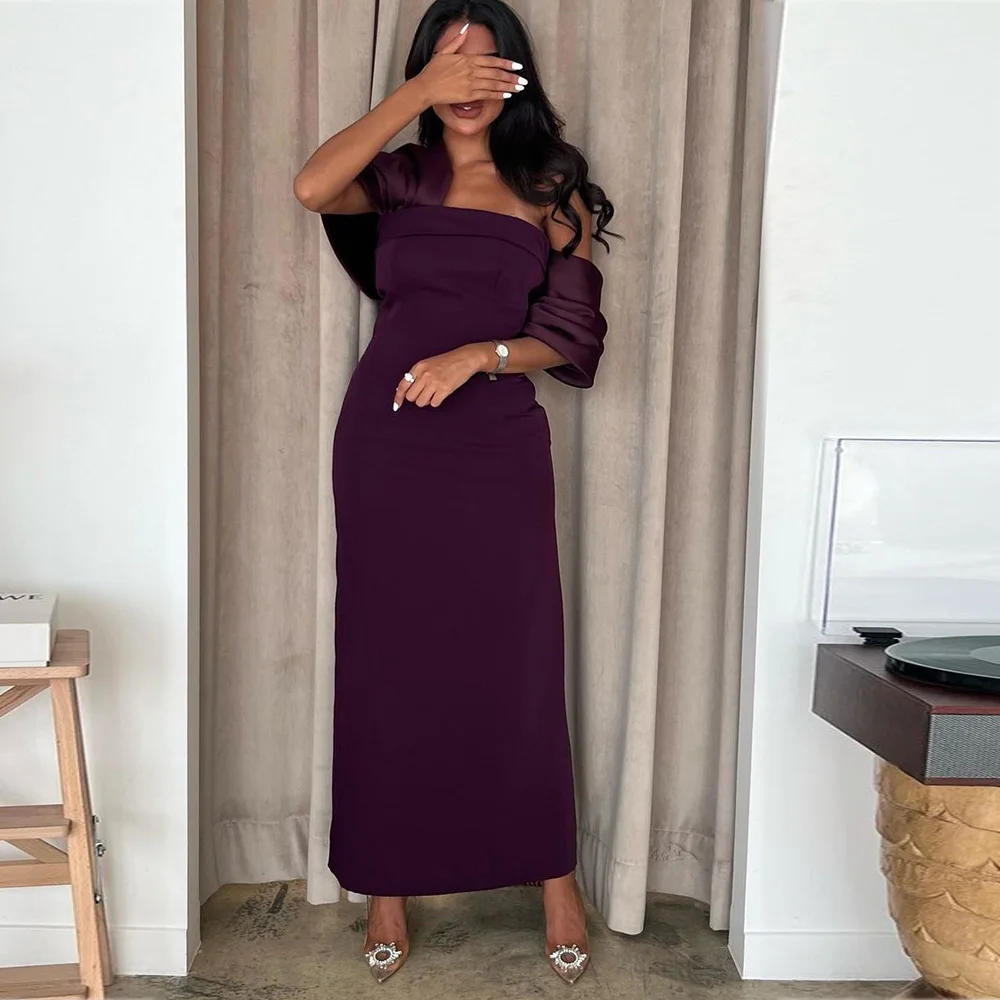 

Purple Exquisite Formal Occasion Dresses 2023 Sheath One-shoulder Party Dress with Bow Long Sexy Evening Gowns فساتين السهرة