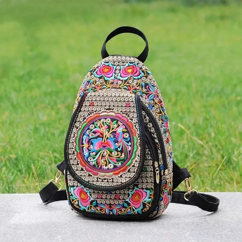 Handmade Embroidered Design Canvas Backpack Women Small Ethnic Rucksack Knapsack Female Travel Multifunction Shoulder Chest Bag Handmade Embroidered Design Canvas Backpack Women Small Ethnic Rucksack Knapsack Female Travel Multifunction Shoulder Chest Bag