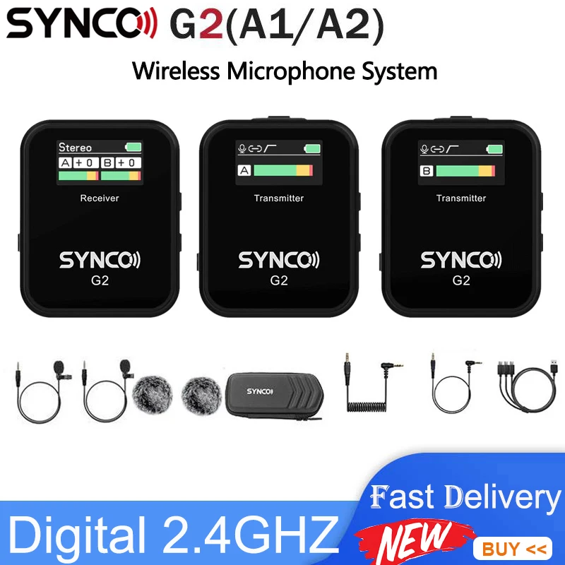 Микрофон для интервью SYNCO G1 G2 G2 A1 A2 2,4 ГГц, беспроводной петличный микрофон, микрофон с отворотом, система для смартфона, настольная цифровая зеркальная камера
Микрофон для интервью SYNCO G1 G2 G2 A1 A2 2,4 ГГц, беспроводной петличный микрофон, микрофон с отворотом, система для смартфона, настольная цифровая зеркальная камера