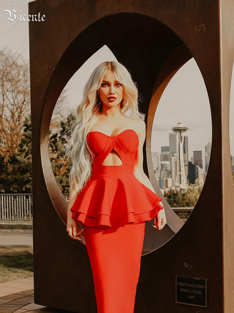 VC Dress For Women Mid-Calf Sexy Strapless Waist Hollow Ruffle Design Tube Top Mid-length Bandage Dress
VC Dress For Women Mid-Calf Sexy Strapless Waist Hollow Ruffle Design Tube Top Mid-length Bandage Dress