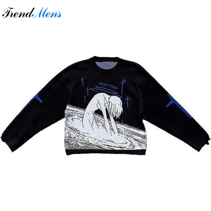 Мужской Свитер оверсайз с мультяшным аниме принтом, в стиле Харадзюку 
Мужской Свитер оверсайз с мультяшным аниме принтом, в стиле Харадзюку