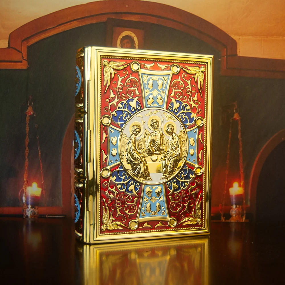 

Eastern Orthodox Holy Scriptures Gospel Book Cover For Church With High Quality Handmade And Gold Plating
