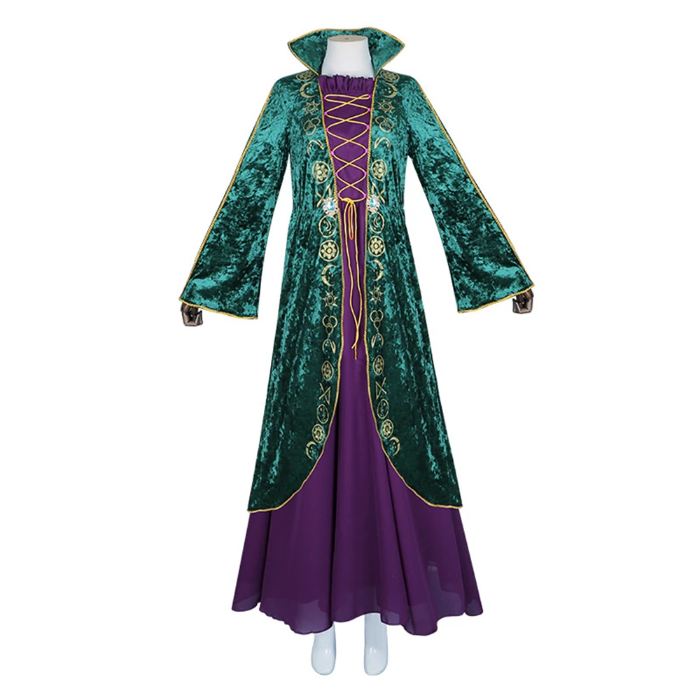 

Hocus Pocus 2 Winifred Sanderson Costume Witch Cosplay Dress Outfit Suit Uniform Halloween Carnival Outfits for Adult Women