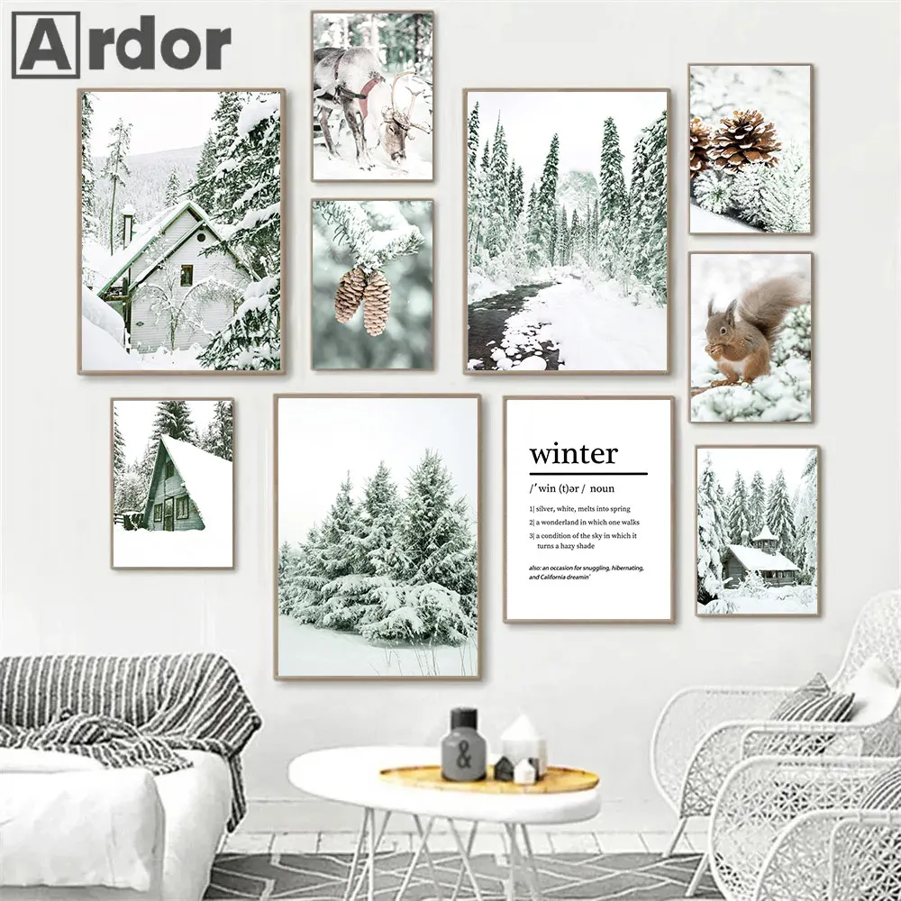 Winter Snow Pine Canvas Poster Squirrel Deer Art Painting Wood House Wall Art Print Pictures Nordic Posters Living Room Decor
Winter Snow Pine Canvas Poster Squirrel Deer Art Painting Wood House Wall Art Print Pictures Nordic Posters Living Room Decor