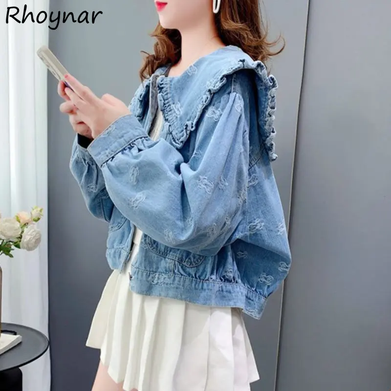 Denim Jackets Women American Streetwear Peter Pan Collar Personality Coats Y2k Clothes Teens Design Cropped Mujer Chaqueta Chic
Denim Jackets Women American Streetwear Peter Pan Collar Personality Coats Y2k Clothes Teens Design Cropped Mujer Chaqueta Chic