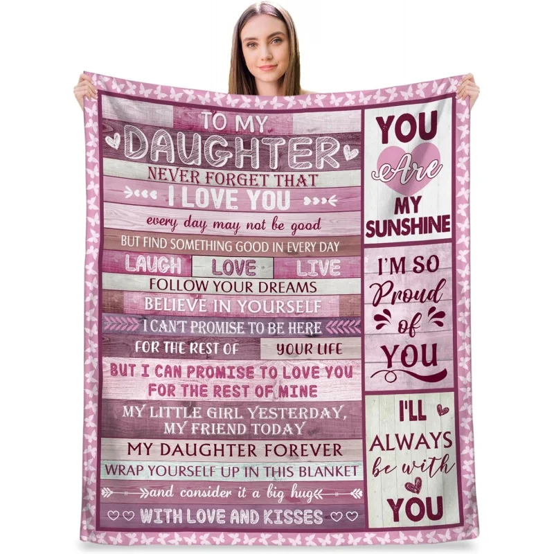 

Soft Warm Throw Blanket, Best Daughter Gifts from Mom Dad, Customized Birthday Present to My Daughter Graduation Christmas Gift