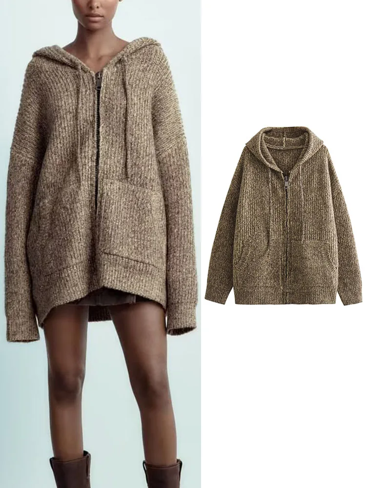 TRAF Oversize Women Hooded Knitted Sweaters 2023 Fashion Vintage Female Front Pockets Pullovers Chic Long Sleeve Zipper Tops
TRAF Oversize Women Hooded Knitted Sweaters 2023 Fashion Vintage Female Front Pockets Pullovers Chic Long Sleeve Zipper Tops