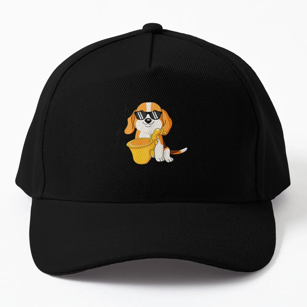 

jazz music lover beagle dog with saxophone Baseball Cap Beach Outing Horse Hat Women Beach Fashion Men's